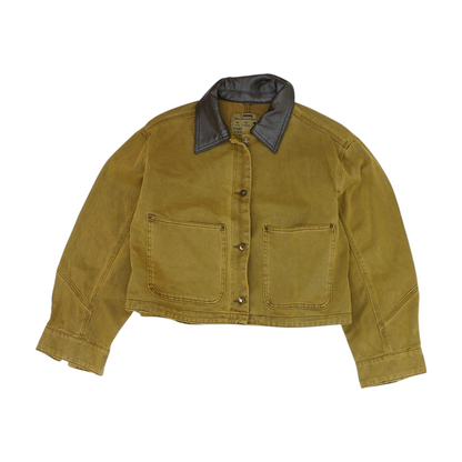 Brown Solid Denim Jacket