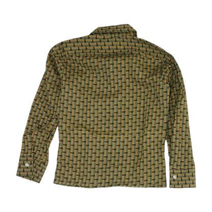 Vintage Green Abstract Long Sleeve Button Down