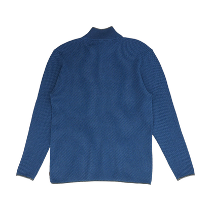 Blue Solid 1/4 Zip Sweater