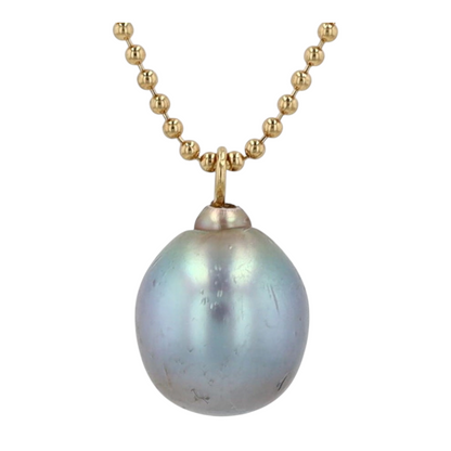 18K Yellow Gold Cultured Pearl Pendant Necklace