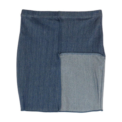 Blue Solid Mini Skirt