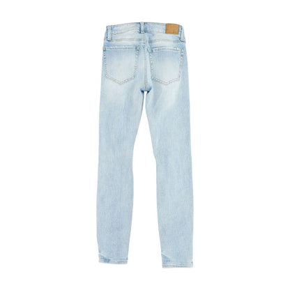 Blue Solid Mid Rise Skinny Leg Jeans