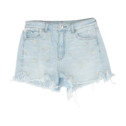 Blue Floral Denim Shorts