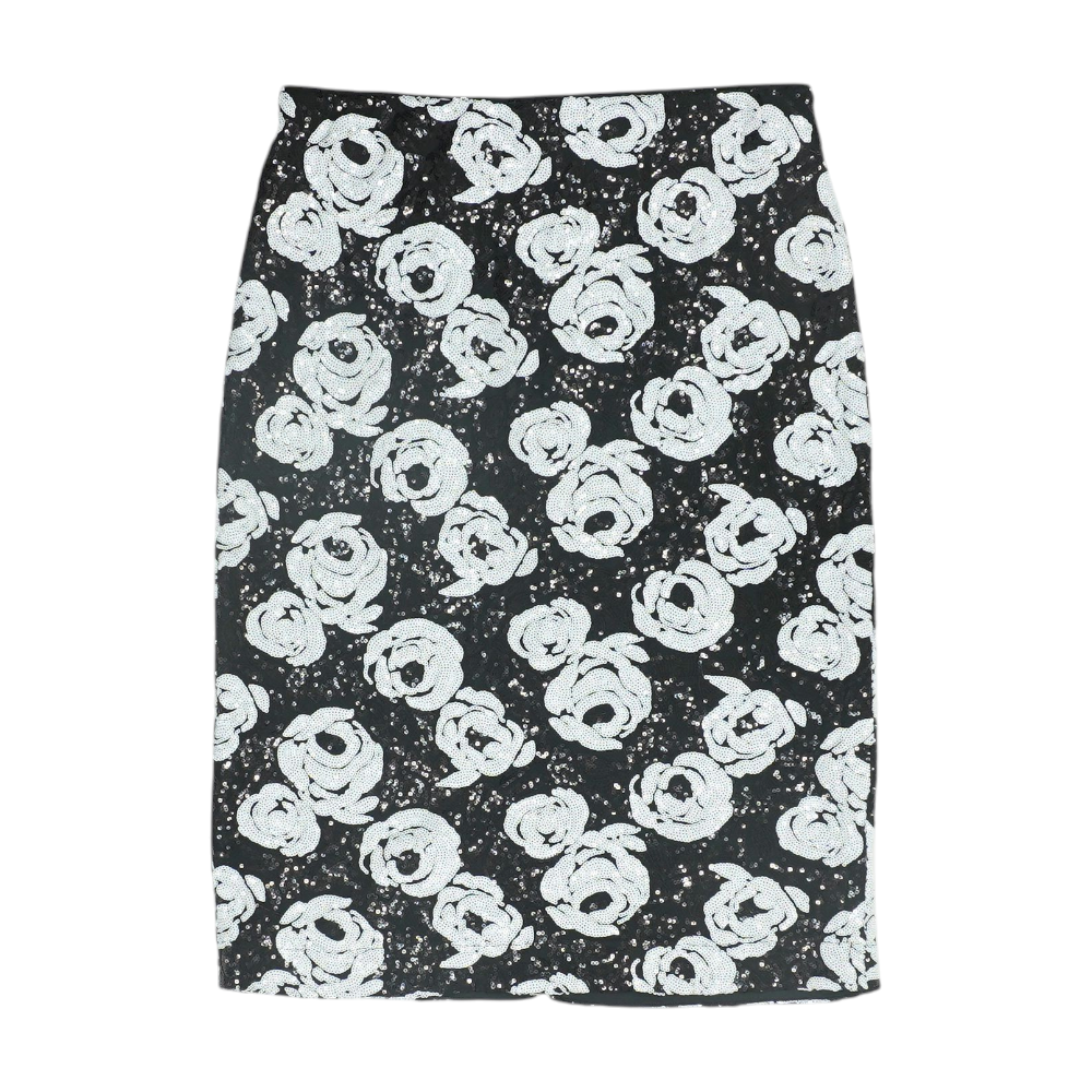 Black Print Midi Skirt
