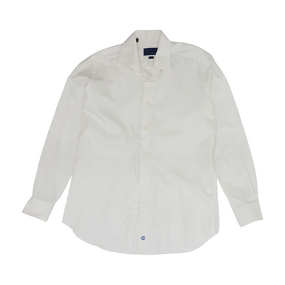 White Solid Long Sleeve Button Down