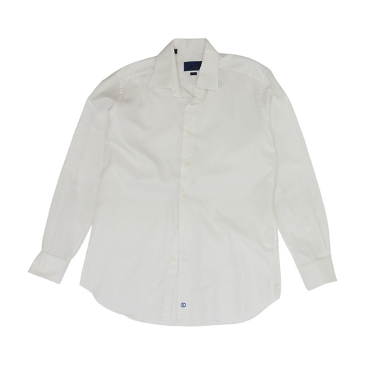 White Solid Long Sleeve Button Down
