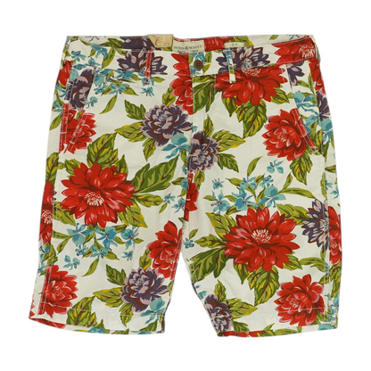 White Floral Chino Shorts