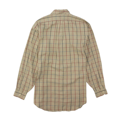 Beige Check Long Sleeve Button Down