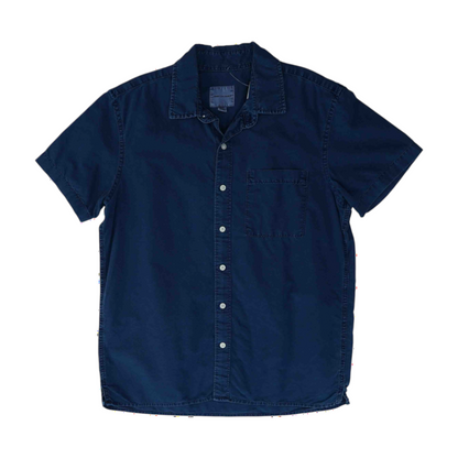 Navy Solid Short Sleeve Button Down