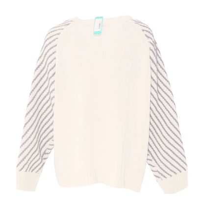 Beige Plus Striped Cardigan Sweater
