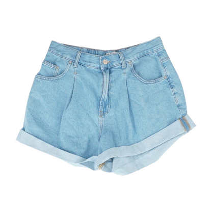 Blue Solid Denim Shorts