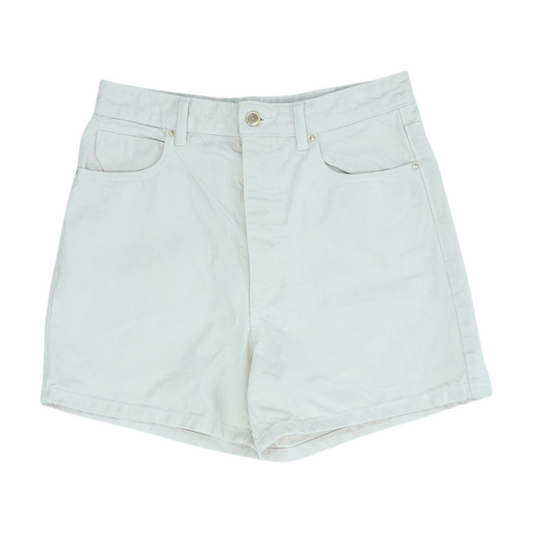 Beige Solid Denim Shorts