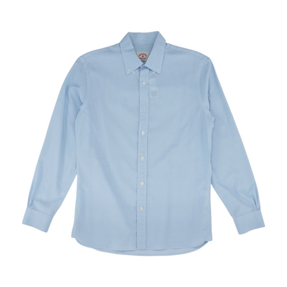 Blue Solid Long Sleeve Button Down