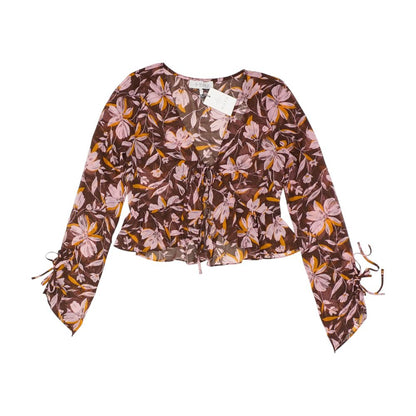 Brown Graphic Long Sleeve Blouse