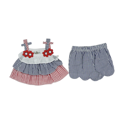 Rare Editions Navy Check Sleeveless Set – Image 1