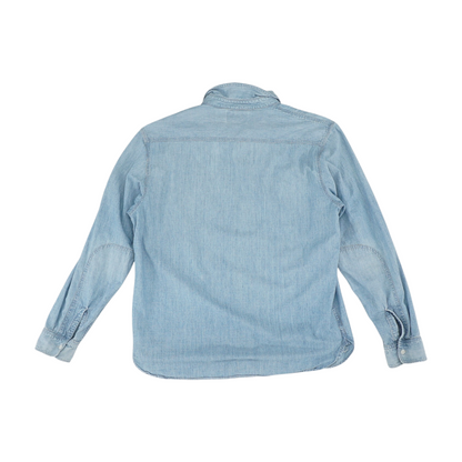 Blue Solid Long Sleeve Button Down