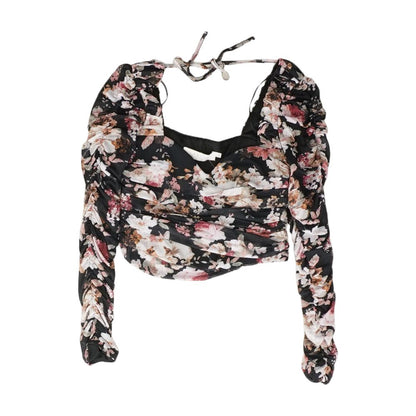 Black Floral Long Sleeve Blouse