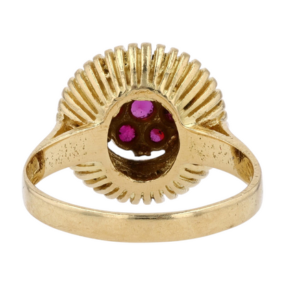 18K Yellow Gold Red Stone Fashion Ring