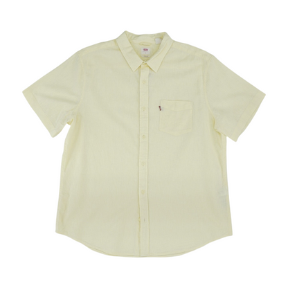Yellow Solid Short Sleeve Button Down
