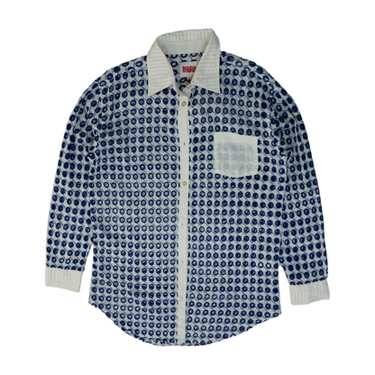 White Abstract Button Down