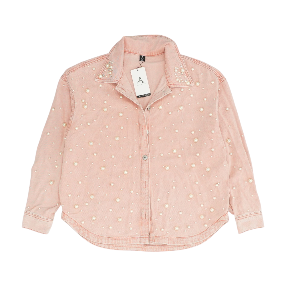 Pink Solid Denim Jacket