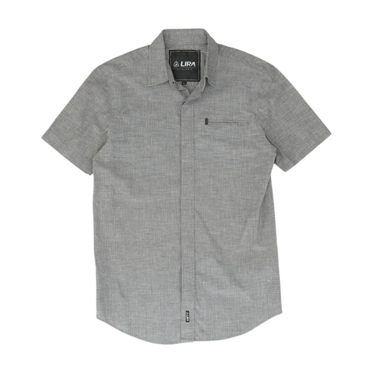 Gray Plaid Short Sleeve Button Down