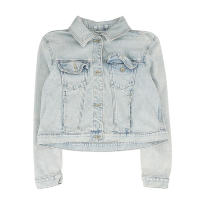 Blue Solid Denim Jacket