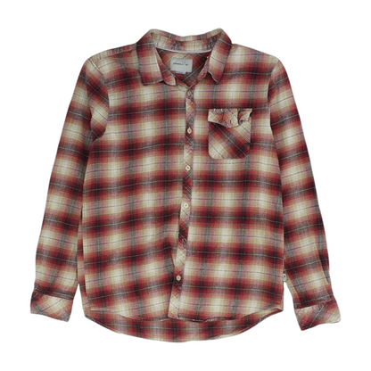 Beige Plaid Flannel Button Down
