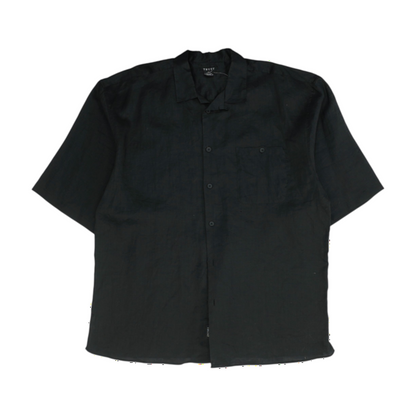 Black Big & Tall Solid Short Sleeve Button Down