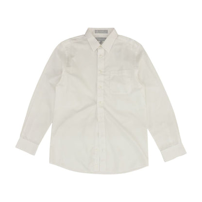 White Solid Long Sleeve Button Down