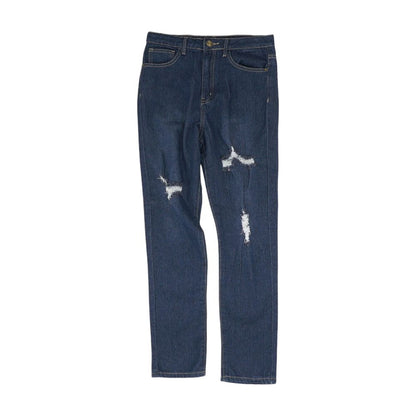 Blue Solid High Rise Skinny Leg Jeans