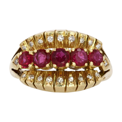 14K Yellow Gold Diamond Fashion Ring
