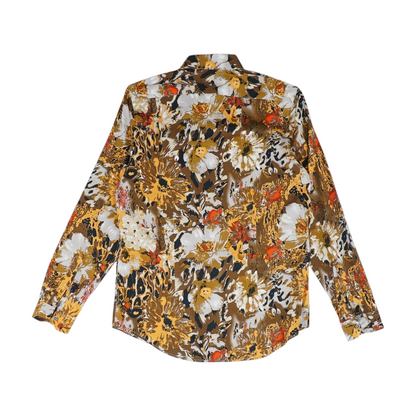 Brown Print Long Sleeve Button Down