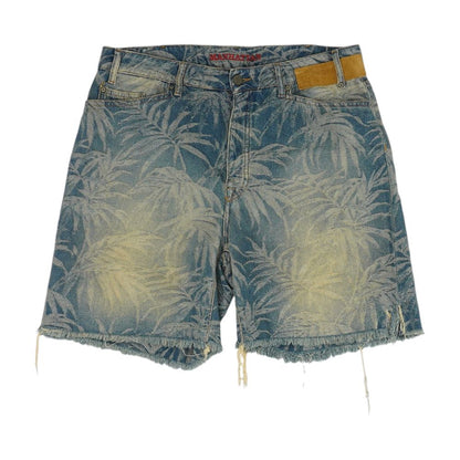 Blue Solid Denim Shorts