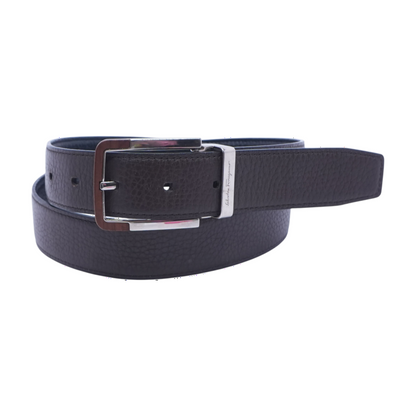 Dual Tone Belt Buckle Reversible Leather Belt
