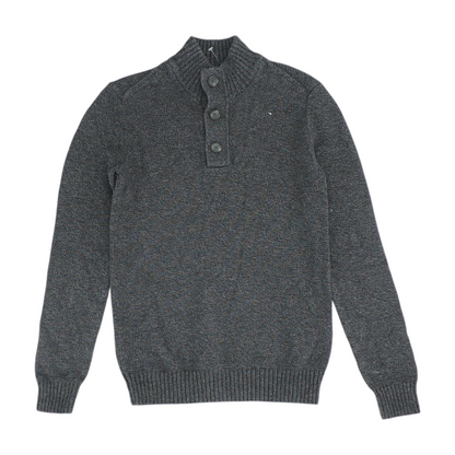 Black Solid 1/4 Zip Sweater