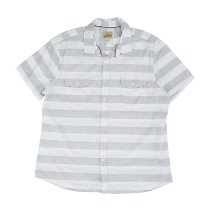 White Striped Short Sleeve Button Down