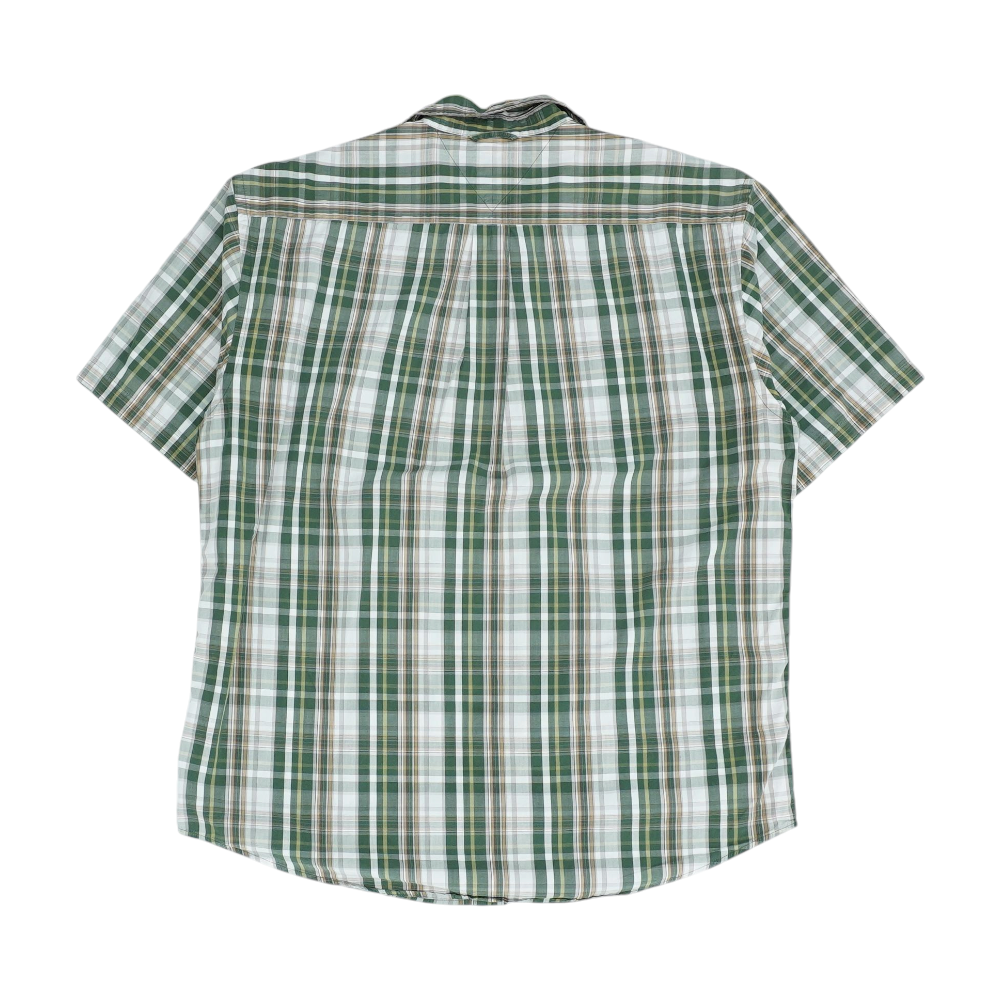 Green Plaid Short Sleeve Button Down