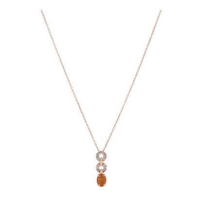 1/10 ctw 14K Rose Gold Opal Pendant Necklace