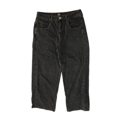 Black Striped Wide Leg Jeans