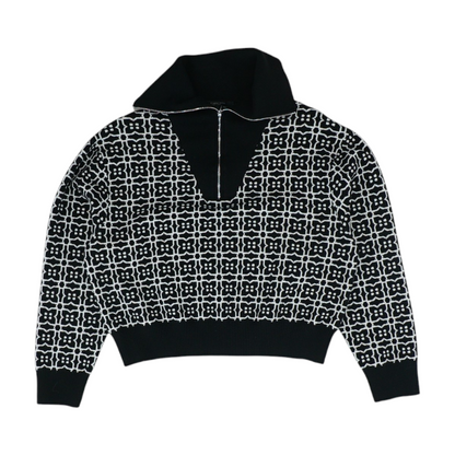 Black Graphic 1/4 Zip Sweater