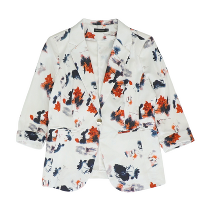 White Floral Blazer