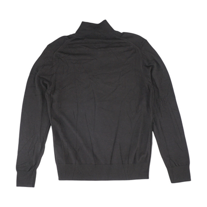 Brown Solid 1/4 Zip Sweater
