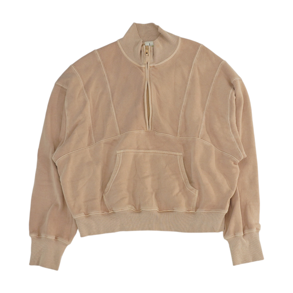 Tan Solid 1/4 Zip Pullover