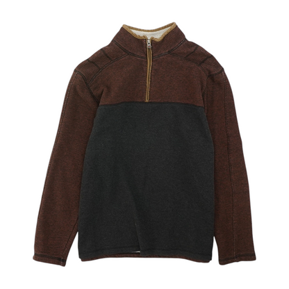 Brown Color Block 1/4 Zip Pullover