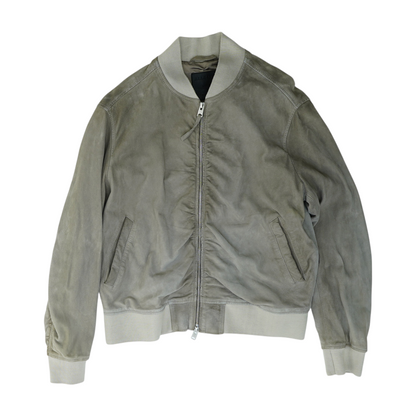 Gray Solid Leather Jacket