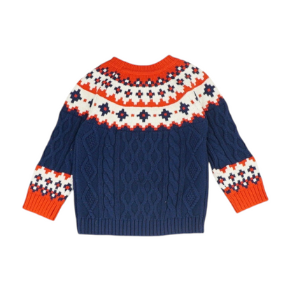 Navy Print Pullover Sweater