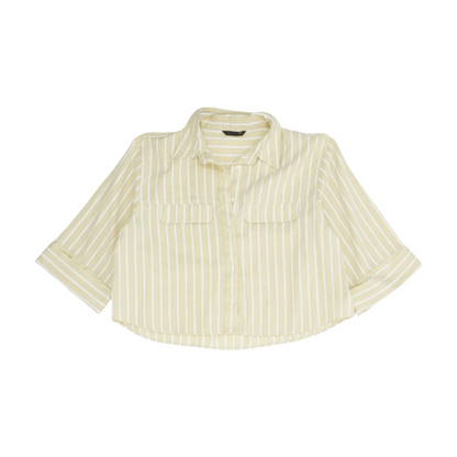Beige Striped Button Down