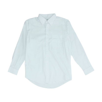 White Solid Long Sleeve Button Down