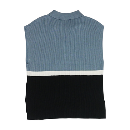 Blue Color Block Pullover Sweater